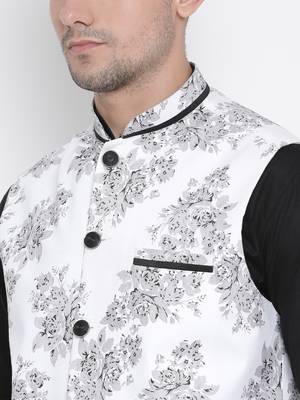 white cotton linen blend nehru jacket 3