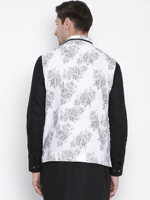 white cotton linen blend nehru jacket 4