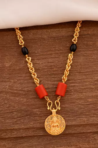 Black beads mangalsutra short  one gram gold