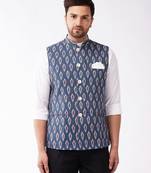 Multicolor-Base-Grey Cotton Nehru Jacket