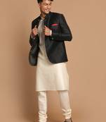 Black And Cream Viscose Ethnic Combo Set