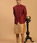 Maroon And Rose Gold Poly Viscose Ethnic Combo Set