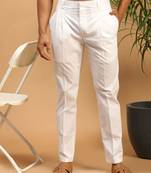 White Silk Blend Plain Men's Kurta Pant