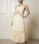 Urban sundari georgette cut outs full length cut out dress yellow pack of 1