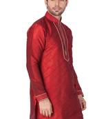  men's maroon silk blend kurta