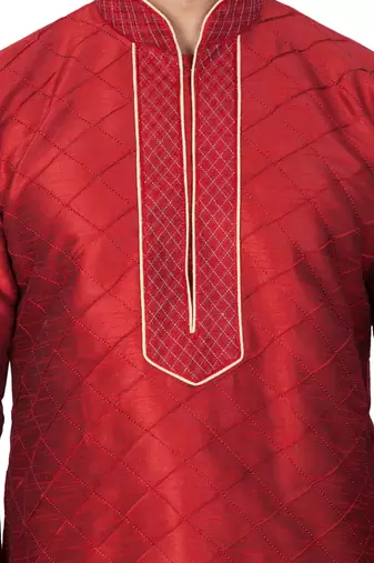  men's maroon silk blend kurta