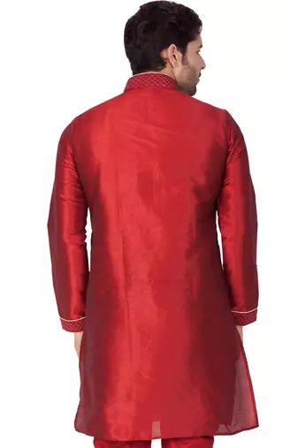  men's maroon silk blend kurta