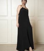 Urban sundari crepe solid full length empire dress black pack of 1