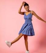 Urban sundari cotton cut outs mini cut out dress blue pack of 1