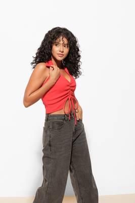 Urban sundari red cotton crop top pack of 1 1