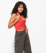 Urban sundari red cotton crop top pack of 1