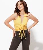 Urban sundari yellow cotton crop top pack of 1