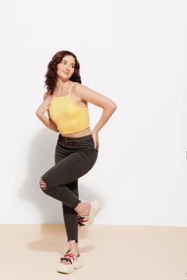 Urban sundari yellow cotton crop top pack of 1 4