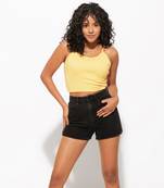 Urban sundari yellow cotton crop top pack of 1