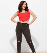 Urban sundari yellow cotton crop top pack of 1