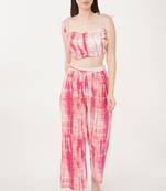 Urban sundari cotton blend pink printed sleeveless co-ord set