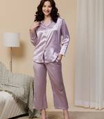 Urban sundari polyester purple solid full sleeves co-ord set