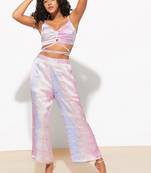 Urban sundari polyester purple printed sleeveless co-ord set