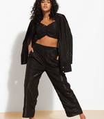 Urban sundari cotton blend black solid full sleeves co-ord set