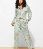 Urban sundari polyester green printed full sleeves co-ord set