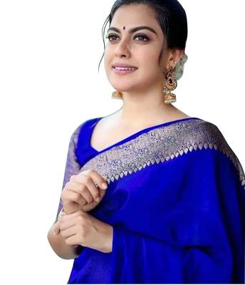 Women's Faux Kanjivaram Pure Soft Lichi Silk Saree With Blouse Piece 4