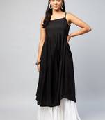 SOLID BLACK STRAPPY KURTA