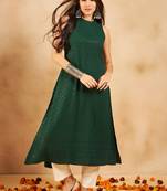 GREEN CHIKANKARI HALTER KURTA