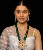 Multi coloured pendant with earrings