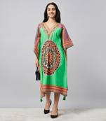 Green tribal mid length kaftan