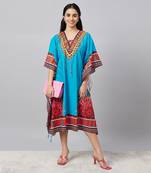 Sky blue tribal mid length kaftan