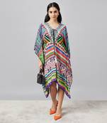 Multicoloured geometric kaftan tunic