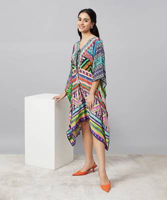 Multicoloured geometric kaftan tunic 2
