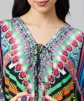 Multicoloured geometric kaftan tunic 5