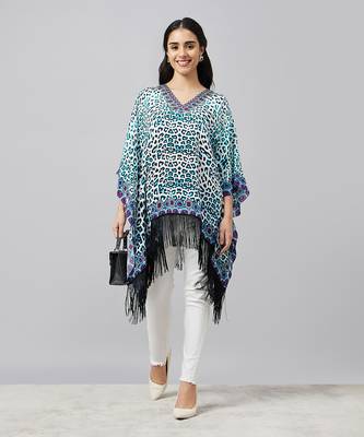 Sky blue animal print kaftan tunic 1