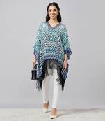 Sky blue animal print kaftan tunic