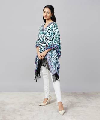 Sky blue animal print kaftan tunic 2