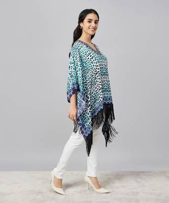 Sky blue animal print kaftan tunic 3