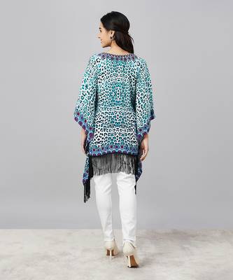 Sky blue animal print kaftan tunic 4
