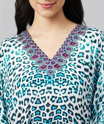 Sky blue animal print kaftan tunic 5