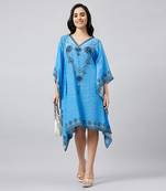 Blue pearl embellished kaftan tunic