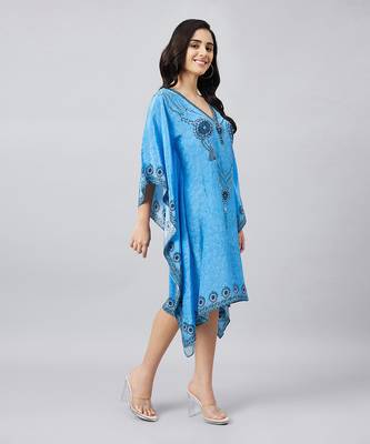 Blue pearl embellished kaftan tunic 3