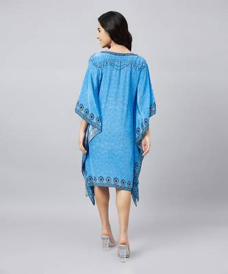 Blue pearl embellished kaftan tunic 4
