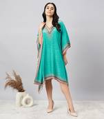 Green pearl embellished kaftan tunic