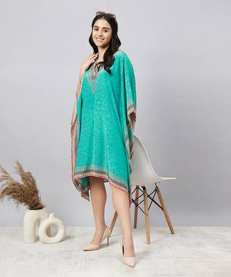 Green pearl embellished kaftan tunic 2