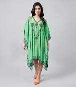 Parrot green pearl embellished kaftan tunic
