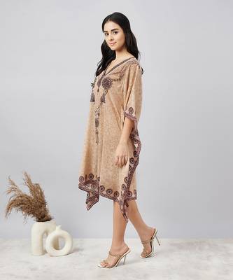 Yellow pearl embellished kaftan tunic 2
