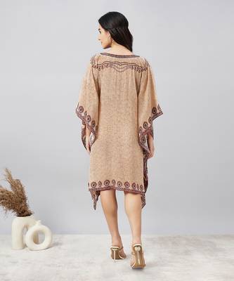 Yellow pearl embellished kaftan tunic 4