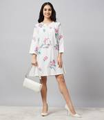 Pink embroidered cotton poplin cross stitch dress