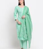 Myaza women green gotta patti rayon bandhani printed kurta pant with dupatta set