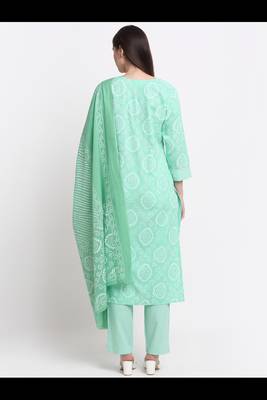 Myaza women green gotta patti rayon bandhani printed kurta pant with dupatta set 2